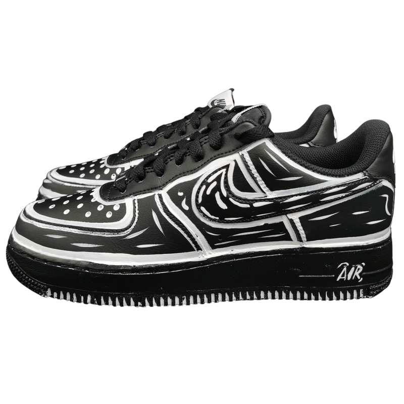 Custom Nike Air Force 1 Comic Black & White unique and handpainted  sneakers