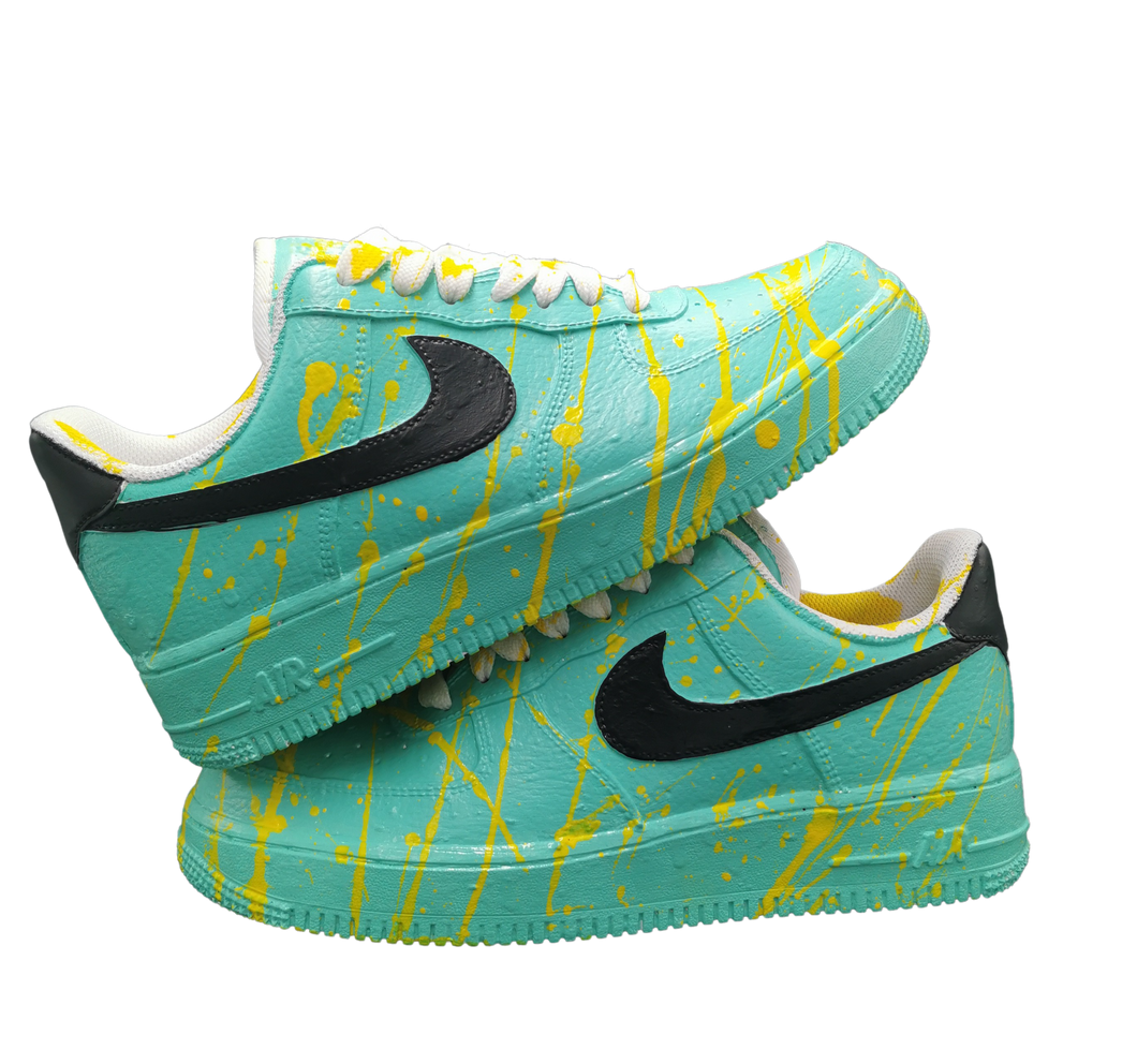 AF1- Splatter Tiffany and Yellow