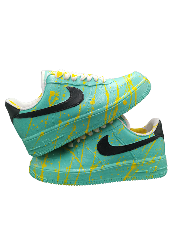 AF1- Splatter Tiffany and Yellow