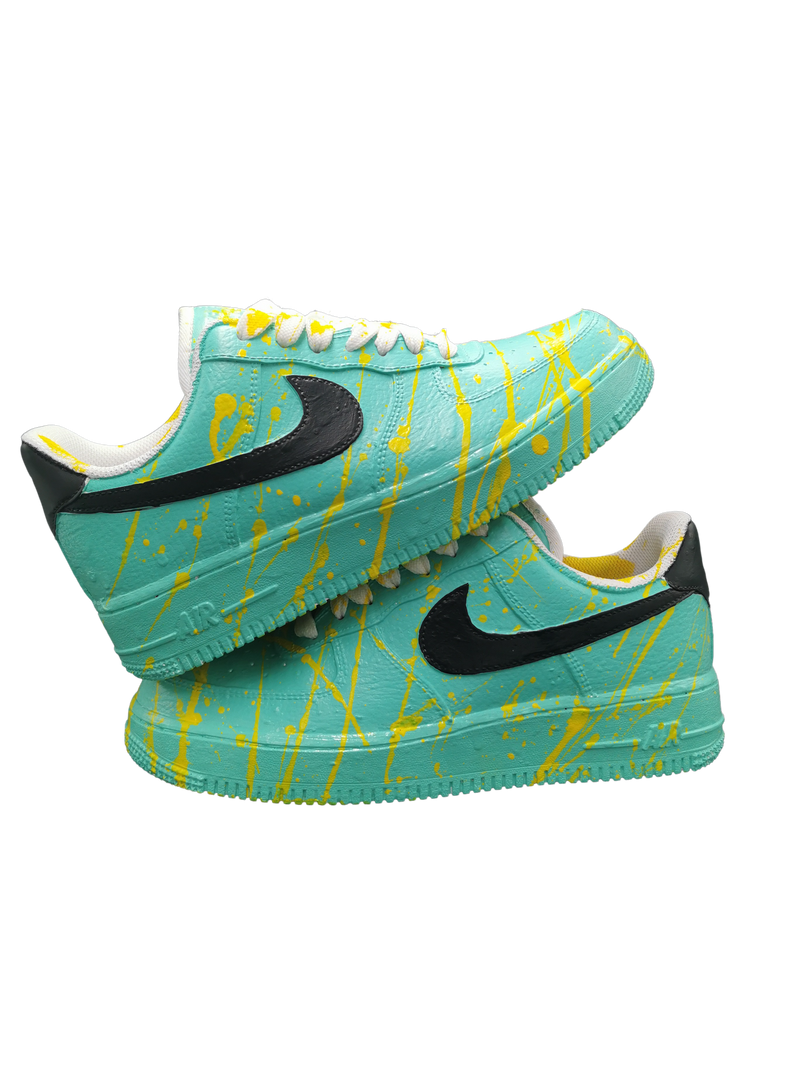 AF1- Splatter Tiffany and Yellow