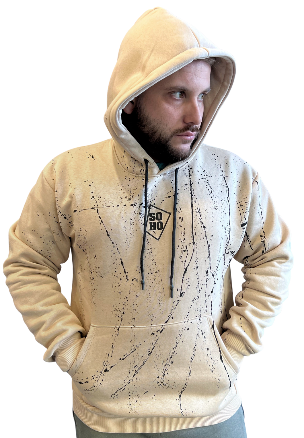 Hoodie Soho Splatter Beige